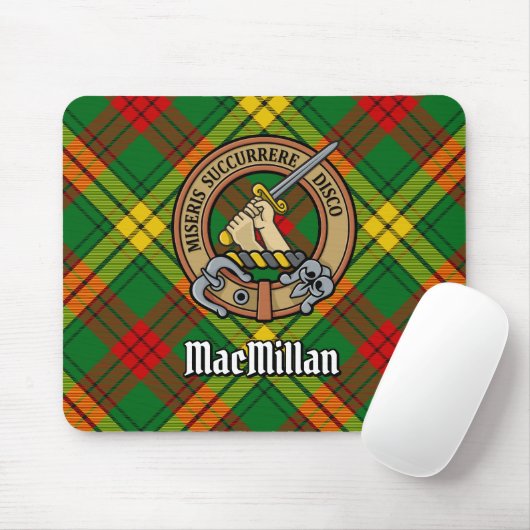 Clan MacMillan Crest over Tartan Muismat (Met muis)