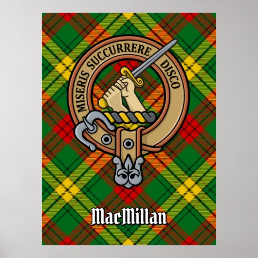 Clan MacMillan Crest over Tartan Poster (Voorkant)