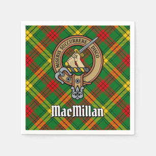 Clan MacMillan Crest over Tartan Servet
