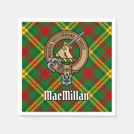 Clan MacMillan Crest over Tartan Servet (Voorkant)