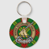 Clan MacMillan Crest over Tartan Sleutelhanger (Voorkant)