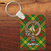 Clan MacMillan Crest over Tartan Sleutelhanger (Voorkant)