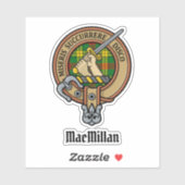 Clan MacMillan Crest over Tartan Sticker (Vel)