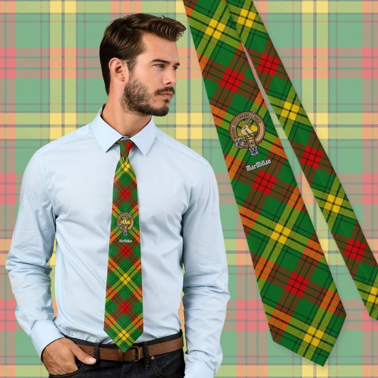 Clan MacMillan Crest over Tartan Stropdas