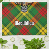 Clan MacMillan Crest over Tartan Theedoek (Gevouwen)