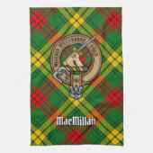 Clan MacMillan Crest over Tartan Theedoek (Verticaal)