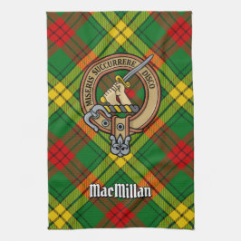 Clan MacMillan Crest over Tartan Theedoek