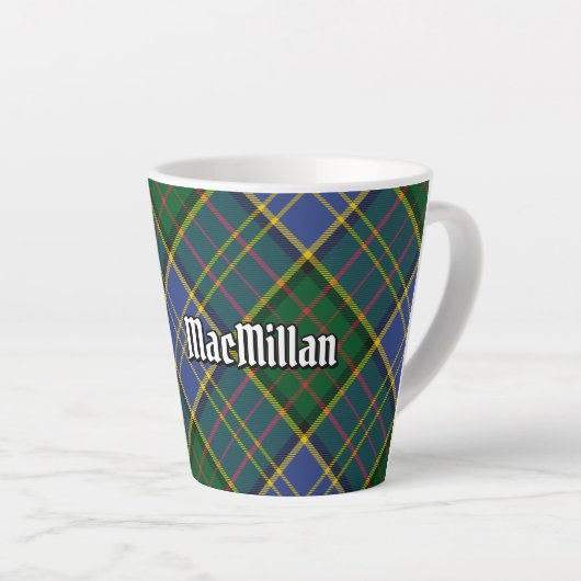 Clan MacMillan Hunting Tartan Latte Mok (Rechterhoek)