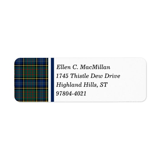 Clan MacMillan Modern Hunting Tartan Etiket (Voorkant)
