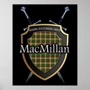 Clan MacMillan Tartan Scottish Shield & Swords Poster
