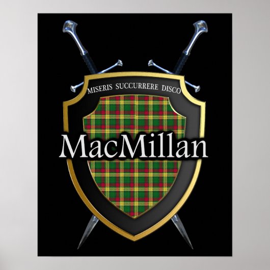 Clan MacMillan Tartan Scottish Shield & Swords Poster (Voorkant)