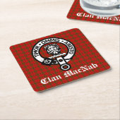 Clan MacNab Crest Badge en Tartan Kartonnen Onderzetters (Schuin)