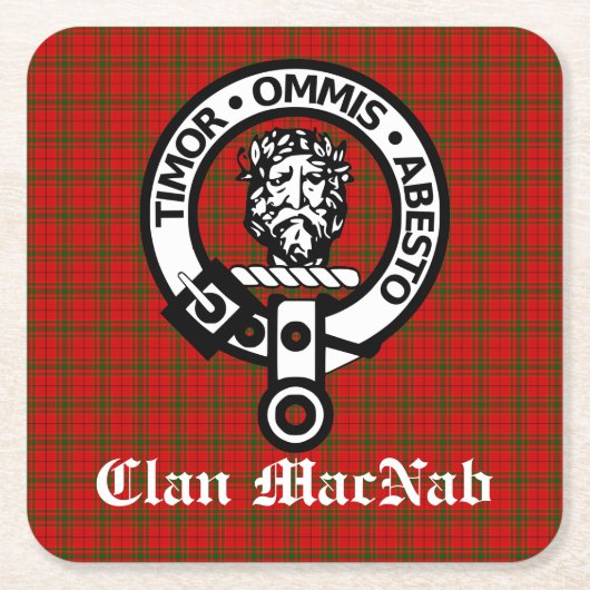 Clan MacNab Crest Badge en Tartan Kartonnen Onderzetters (Voorkant)