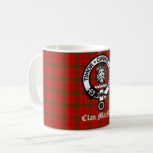 Clan MacNab Crest Badge en Tartan Koffiemok (Voorkant links)