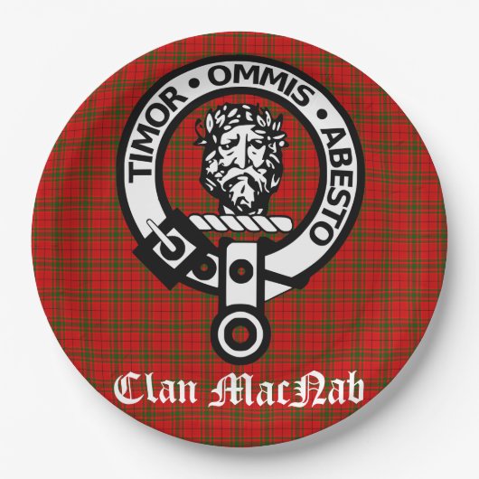 Clan MacNab Crest Badge en Tartan Papieren Bordje (Voorkant)