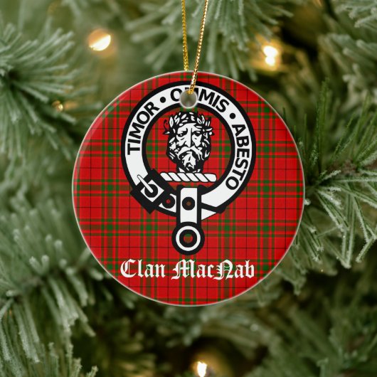 Clan MacNab Crest Badge en Tartan Persoonlijk Keramisch Ornament (Boom)