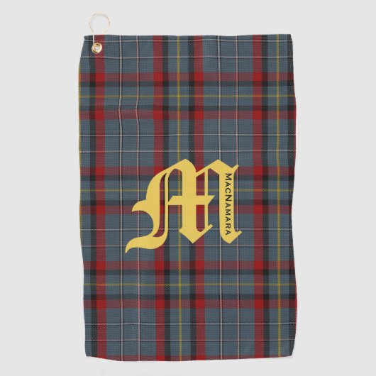 Clan MacNamara Tartan Pset Monogram Golfhanddoek (Voorkant)