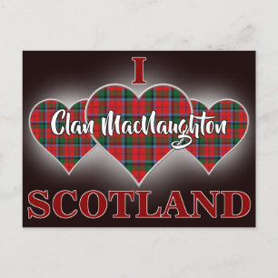 Clan MacNaughton I Love Scotland Tartan Heart Briefkaart