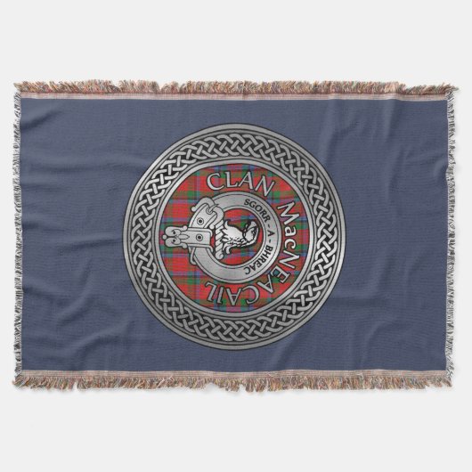 Clan MacNeacail | MacNicol Crest & Tartan Knot Deken (Voorkant)