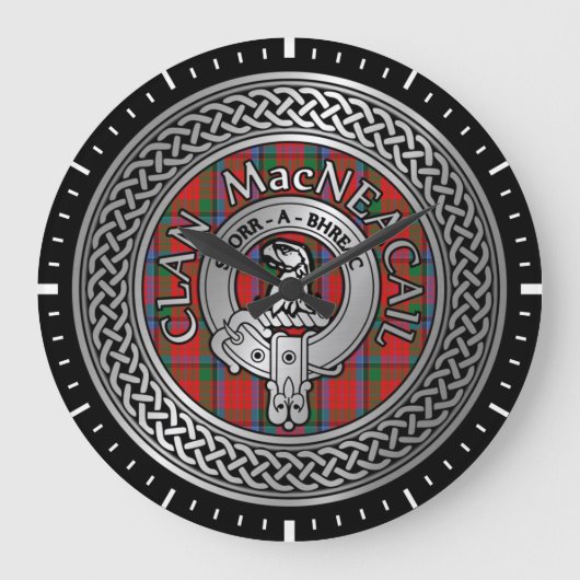 Clan MacNeacail | MacNicol Crest & Tartan Knot Grote Klok (Voorkant)