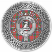 Clan MacNeacail | MacNicol Crest & Tartan Knot Sticker (Voorkant)