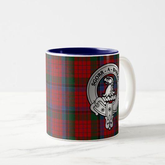Clan MacNeacail (MacNicol/Nicolson) Crest & Tartan Tweekleurige Koffiemok (Voorkant rechts)