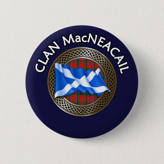 Clan MacNeacail Tartan Knot & Flag Ronde Button 5,7 Cm (Voorkant)