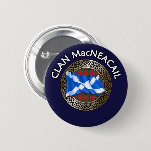 Clan MacNeacail Tartan Knot & Flag Ronde Button 5,7 Cm (Voorkant /achterkant)