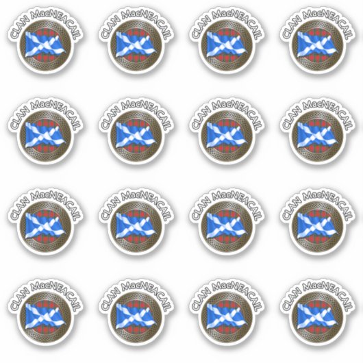 Clan MacNeacail Tartan Knot & Flag Sticker (Voorkant)