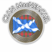 Clan MacNeacail Tartan Knot & Flag Sticker (Voorkant)