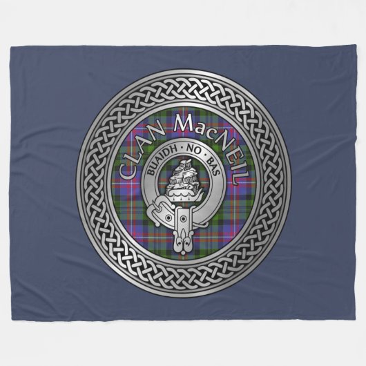 Clan MacNeil Crest & Tartan Knot Fleece Deken (Voorkant (Horizontaal))