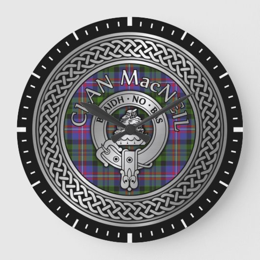 Clan MacNeil Crest & Tartan Knot Grote Klok (Voorkant)