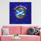 Clan MacNeil Crest & Tartan Knot op Thistle Canvas Afdruk (Insitu (Woonkamer))