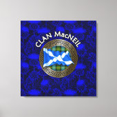 Clan MacNeil Crest & Tartan Knot op Thistle Canvas Afdruk (Voorkant)