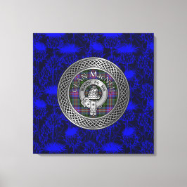 Clan MacNeil Crest & Tartan Knot op Thistle Canvas Afdruk