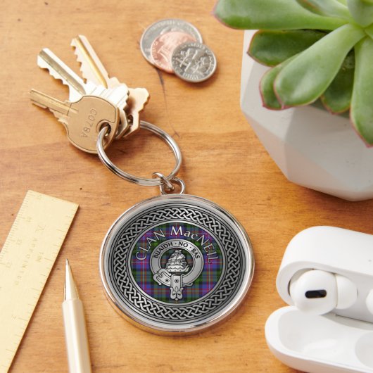 Clan MacNeil Crest & Tartan Knot Sleutelhanger (Bureau)