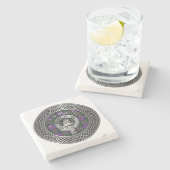 Clan MacNeil Crest & Tartan Knot Stenen Onderzetter (Zijkant)