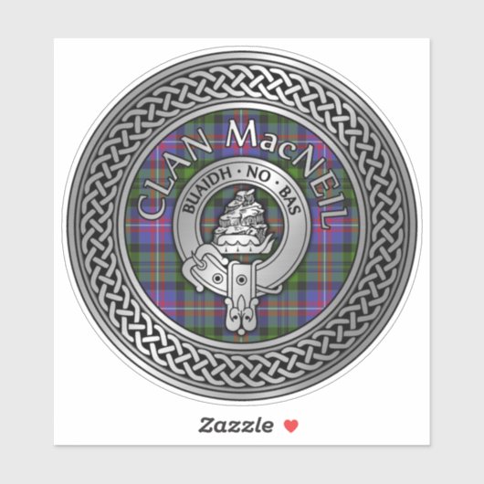 Clan MacNeil Crest & Tartan Knot Sticker (Vel)