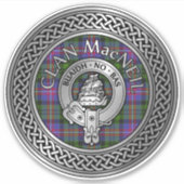 Clan MacNeil Crest & Tartan Knot Sticker (Voorkant)