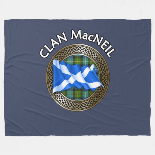 Clan MacNeil Tartan Knot & Flag Fleece Deken (Voorkant (Horizontaal))