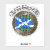 Clan MacNeil Tartan Knot & Flag Sticker (Vel)