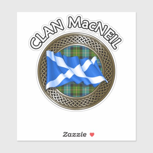Clan MacNeil Tartan Knot & Flag Sticker (Vel)