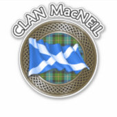 Clan MacNeil Tartan Knot & Flag Sticker (Voorkant)