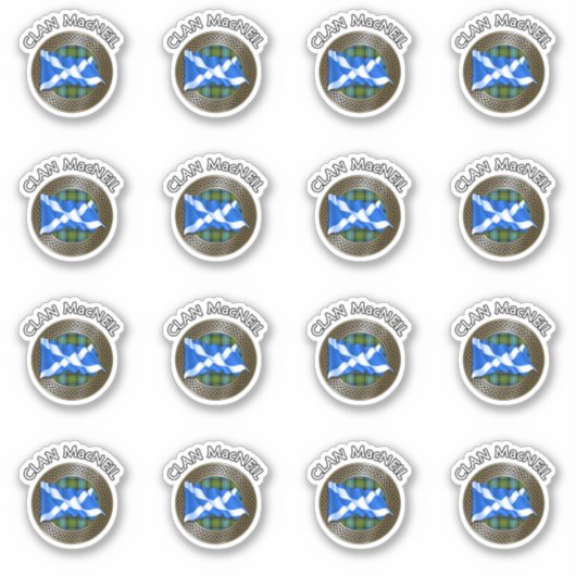 Clan MacNeil Tartan Knot & Flag Sticker (Voorkant)