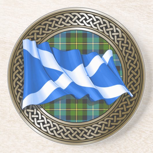 Clan MacNeil Tartan Knot & Flag Zandsteen Onderzetter (Voorkant)