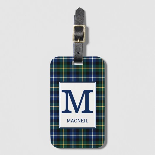 Clan MacNeil Tartan Monogrammed Bagagelabel (Voorkant (verticaal))