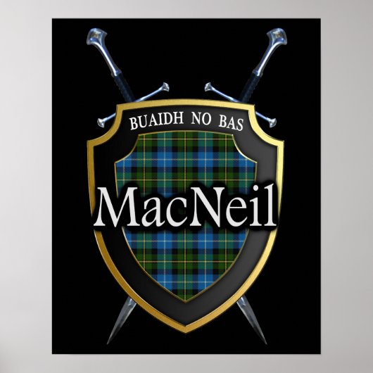 Clan MacNeil Tartan Scottish Shield & Swords Poster (Voorkant)