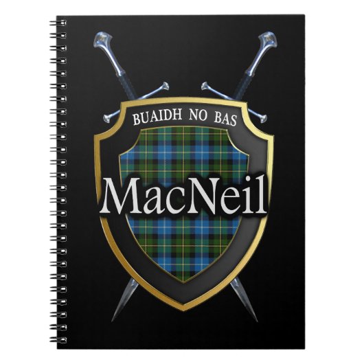 Clan MacNeil Tartan Shield & Swords Notitieboek (Voorkant)