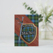 Clan MacNeil Tartan Sword & Shield Briefkaart (Staand voorkant)