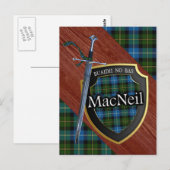 Clan MacNeil Tartan Sword & Shield Briefkaart (Voorkant / Achterkant)